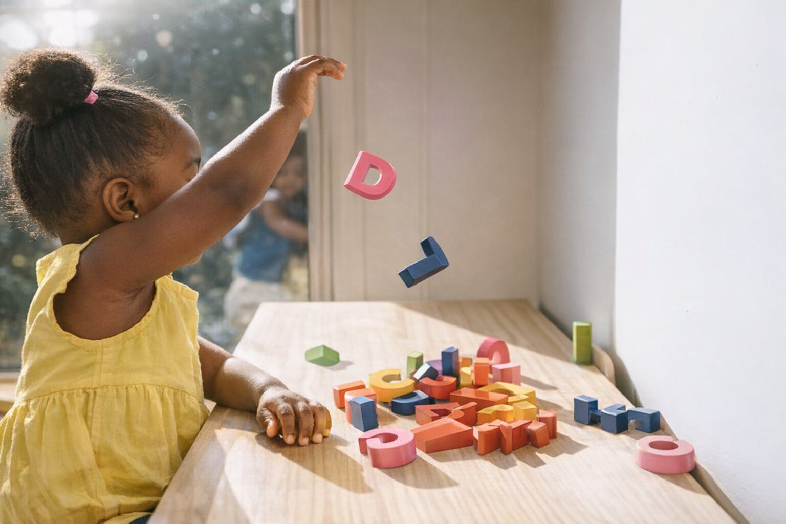 Child exploring with magnifying glass